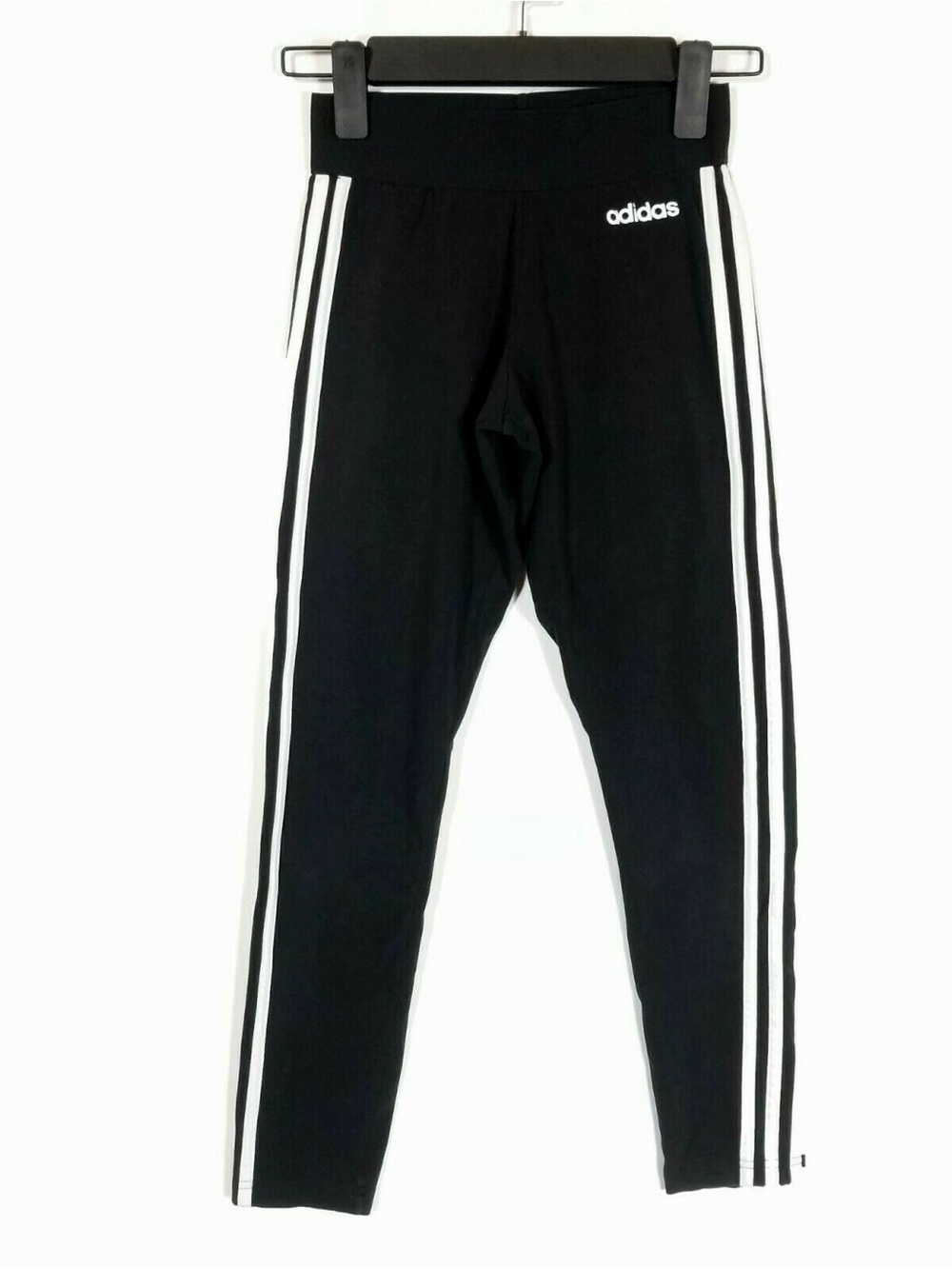 adidas Black Leggings with White Three-Stripe Side Detail
